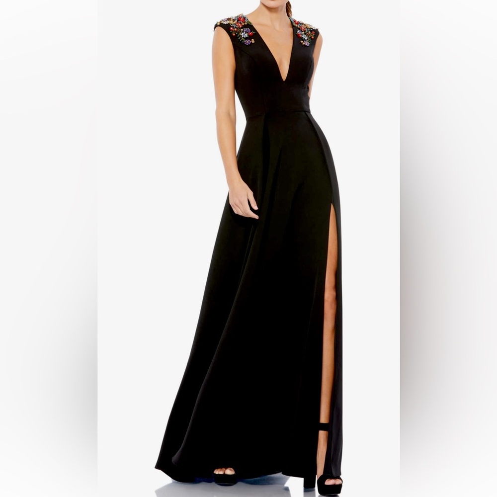 Ieena for Mac Duggal plunge beaded gown